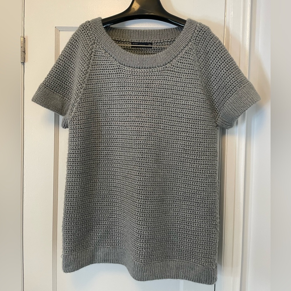 Gray Short-Sleeve Knit Sweater